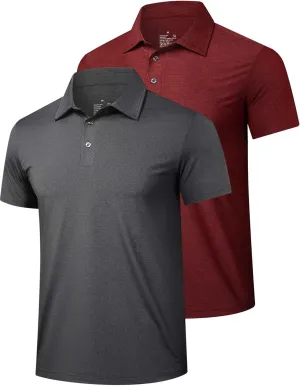 TELALEO 2 Pack Mens Polo Shirts UPF 50  Quick Dry Performance Golf Summer Shirts Collared Moisture Wicking SetA 3XL