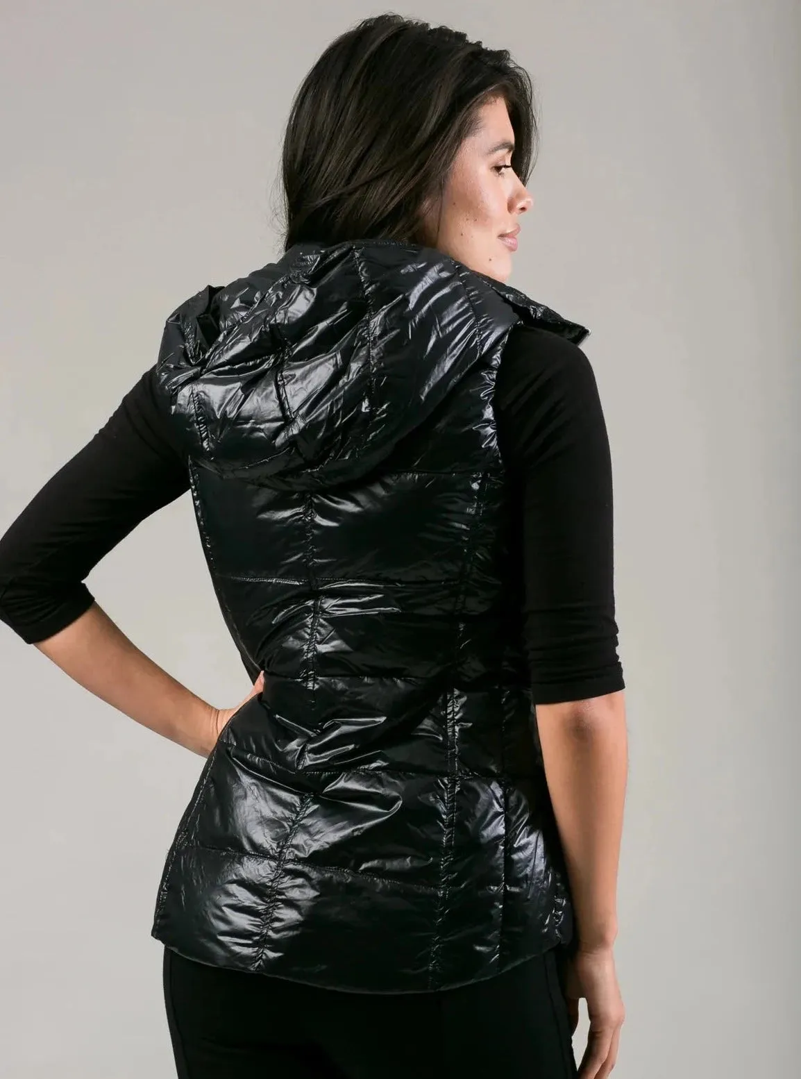 The Hooded Quilted Vest [Black-50172CAM]