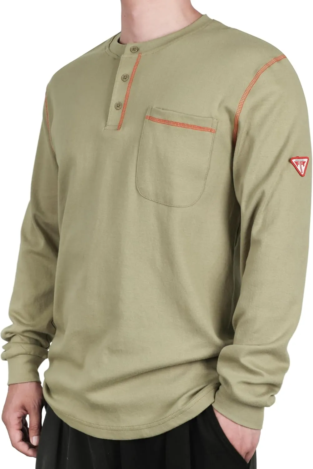 TICOMELA FR Shirts for Men Flame Resistant Shirt NFPA2112/CAT2 7oz Fire Retardant Men's Long Sleeve Henley Shirts