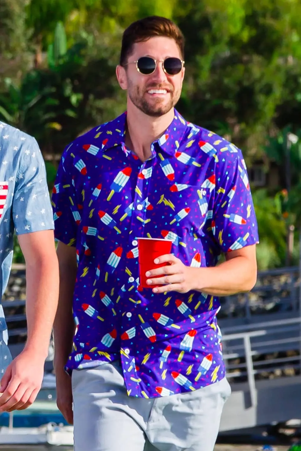 Tipsy Elves Patriotic Shirts for Men - USA Short Sleeve Button Up American Flag Shirts for Men for 4th of July