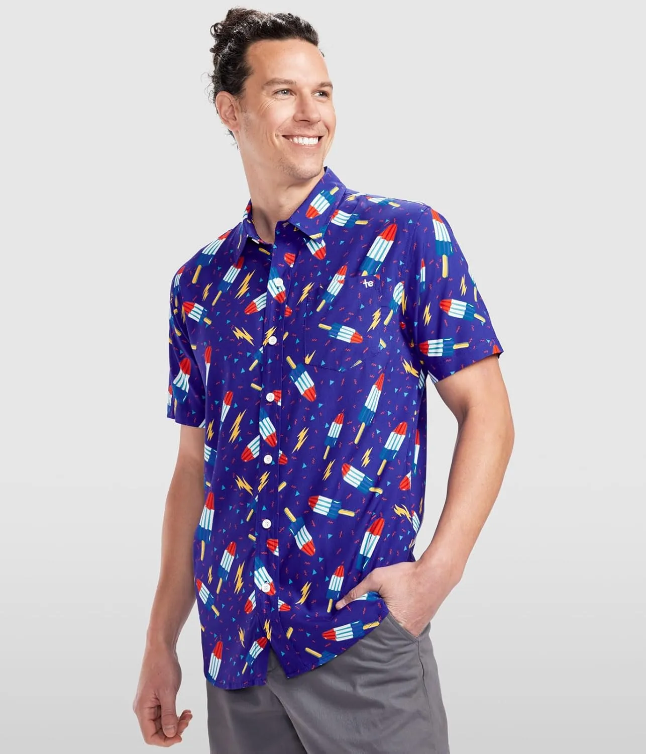 Tipsy Elves Patriotic Shirts for Men - USA Short Sleeve Button Up American Flag Shirts for Men for 4th of July