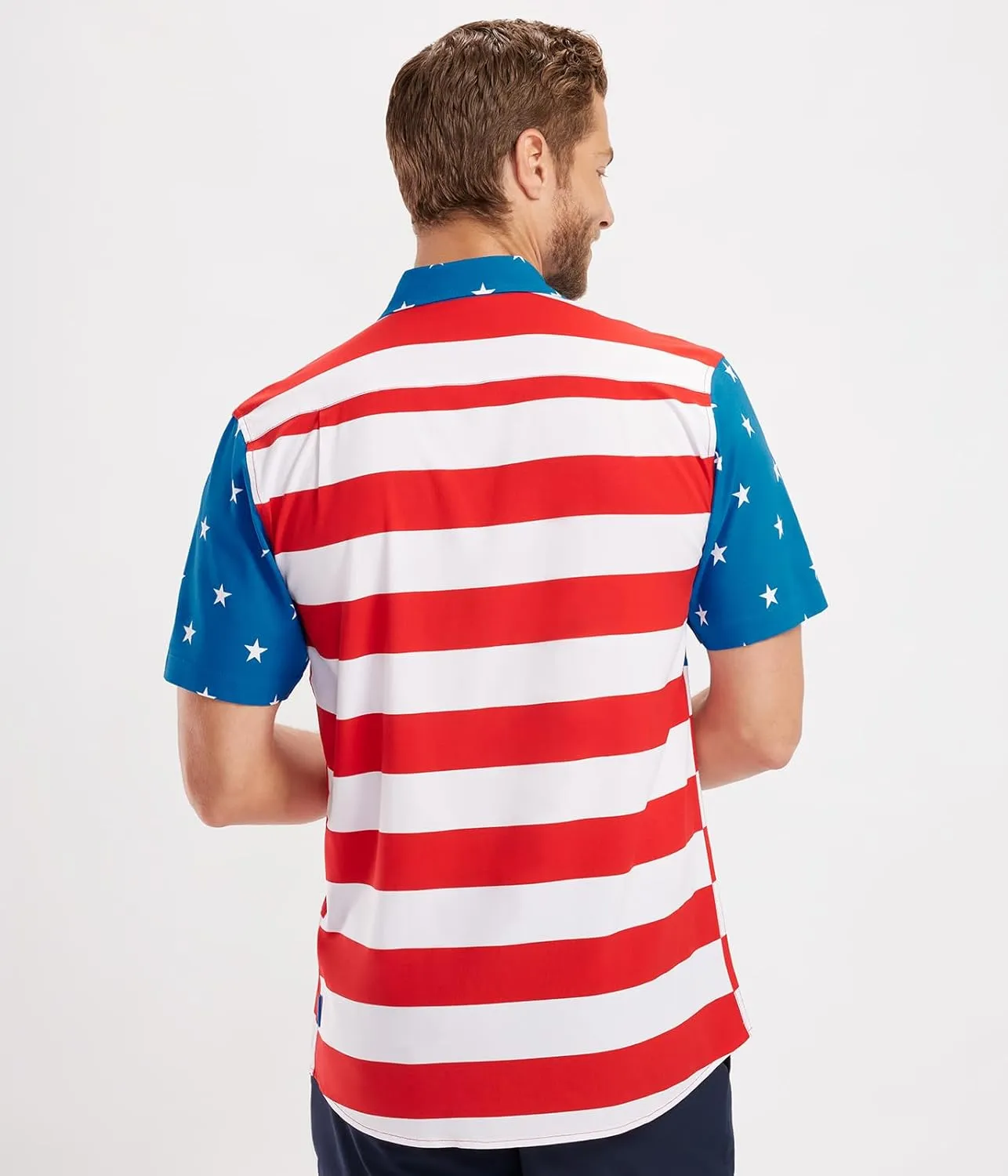 Tipsy Elves Patriotic Shirts for Men - USA Short Sleeve Button Up American Flag Shirts for Men for 4th of July