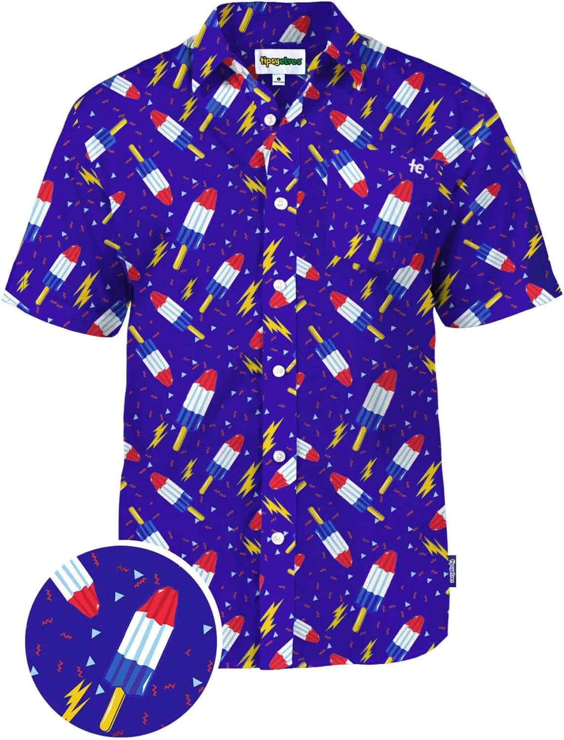 Tipsy Elves Patriotic Shirts for Men - USA Short Sleeve Button Up American Flag Shirts for Men for 4th of July