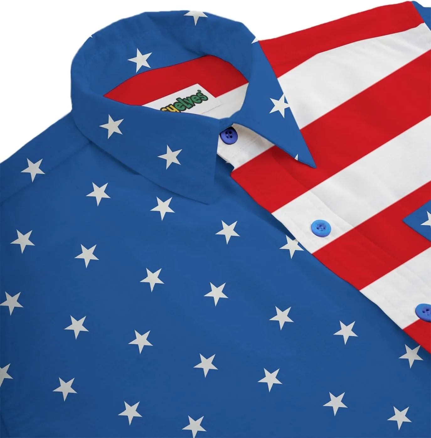 Tipsy Elves Patriotic Shirts for Men - USA Short Sleeve Button Up American Flag Shirts for Men for 4th of July