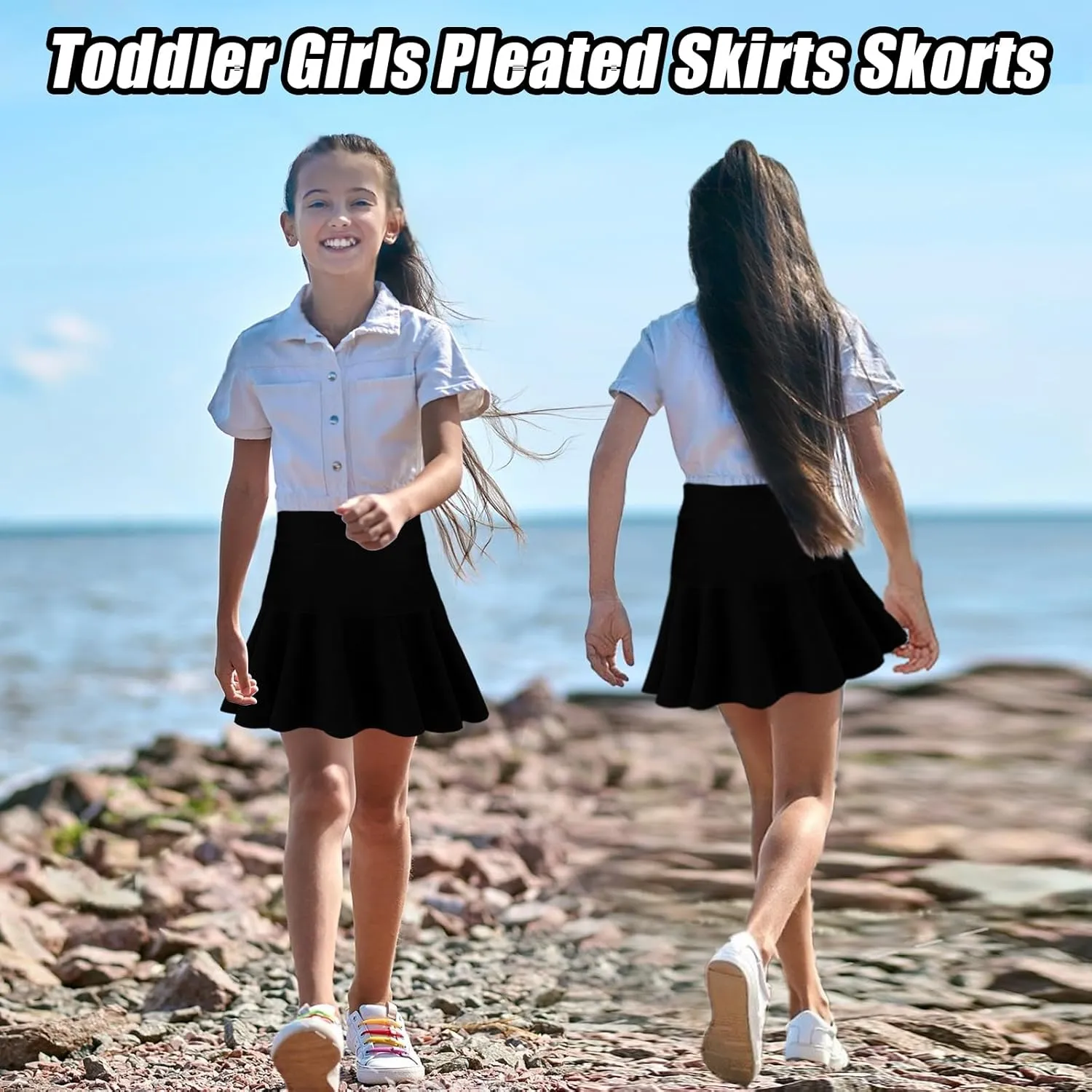 Toddler Girls Skirts Skorts Pleated Uniform Skirts Built in Shorts Stretchy Tennis Skort Athletic Flowy Skater Skirt for Girl
