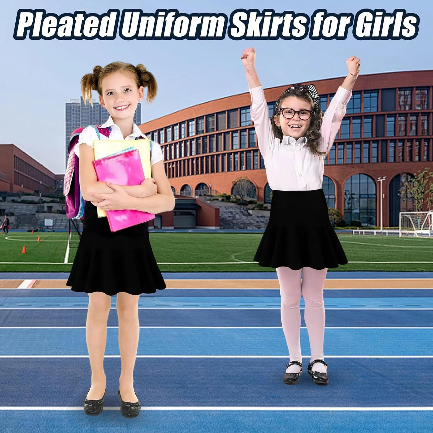 Toddler Girls Skirts Skorts Pleated Uniform Skirts Built in Shorts Stretchy Tennis Skort Athletic Flowy Skater Skirt for Girl