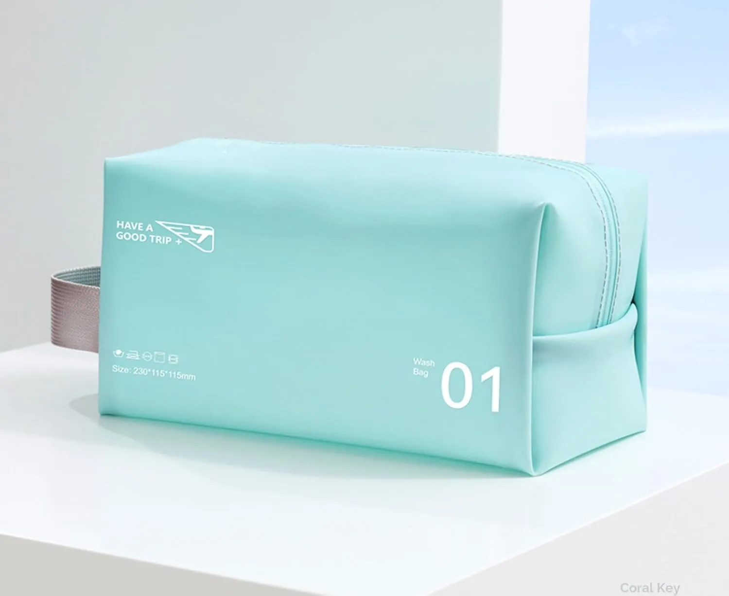 Toiletry Bag Hanging  Waterproof Travel Cosmetic Organizer for Men & Women  Ideal for Beach & Gym Use by Coral Key.(Light Blue)