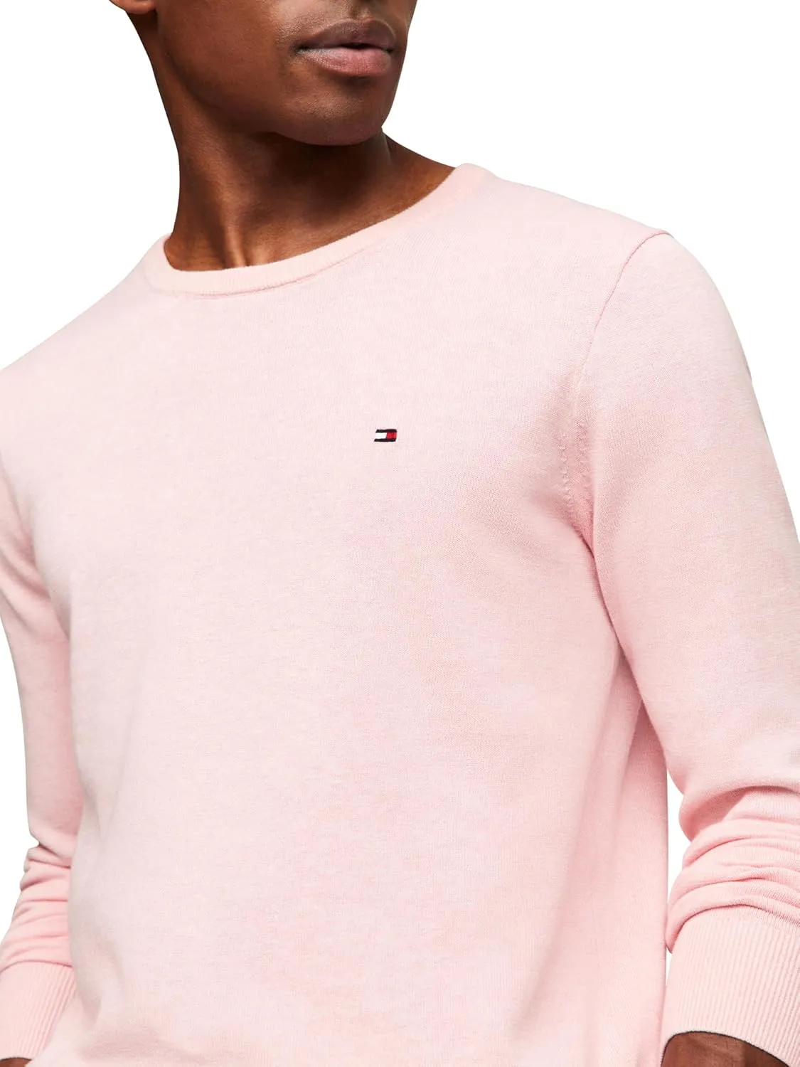 Tommy Hilfiger Men's Cotton Solid Crewneck Sweater Lightweight Pullover, Also Available in Big & Tall