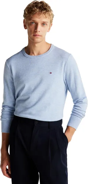 Tommy Hilfiger Men's Cotton Solid Crewneck Sweater Lightweight Pullover, Also Available in Big & Tall