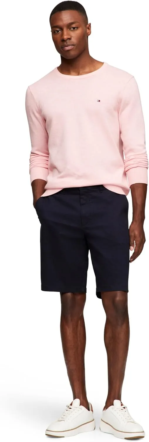 Tommy Hilfiger Men's Cotton Solid Crewneck Sweater Lightweight Pullover, Also Available in Big & Tall