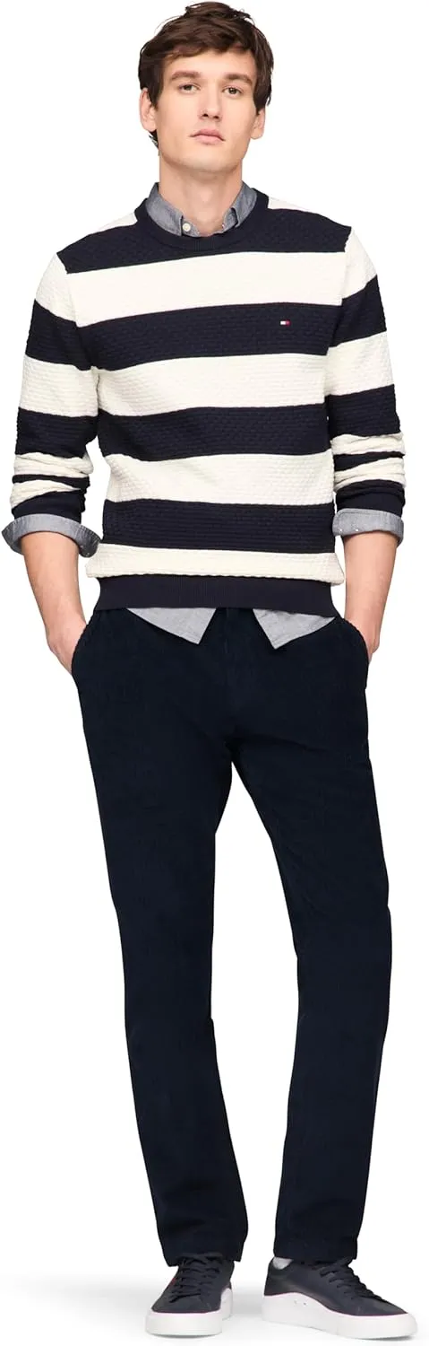 Tommy Hilfiger Men's Textured Waffle Knit Crewneck Sweater Lightweight Pullover, Available in Big & Tall