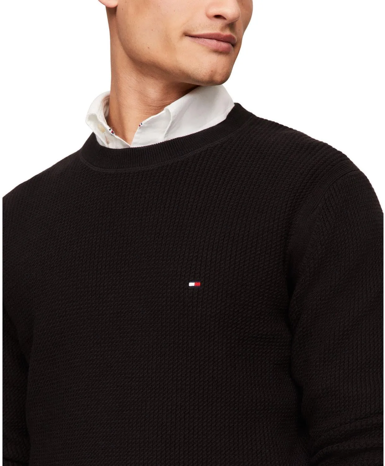 Tommy Hilfiger Men's Waffle Knit Crewneck Sweater Lightweight Pullover, Also Available in Big & Tall