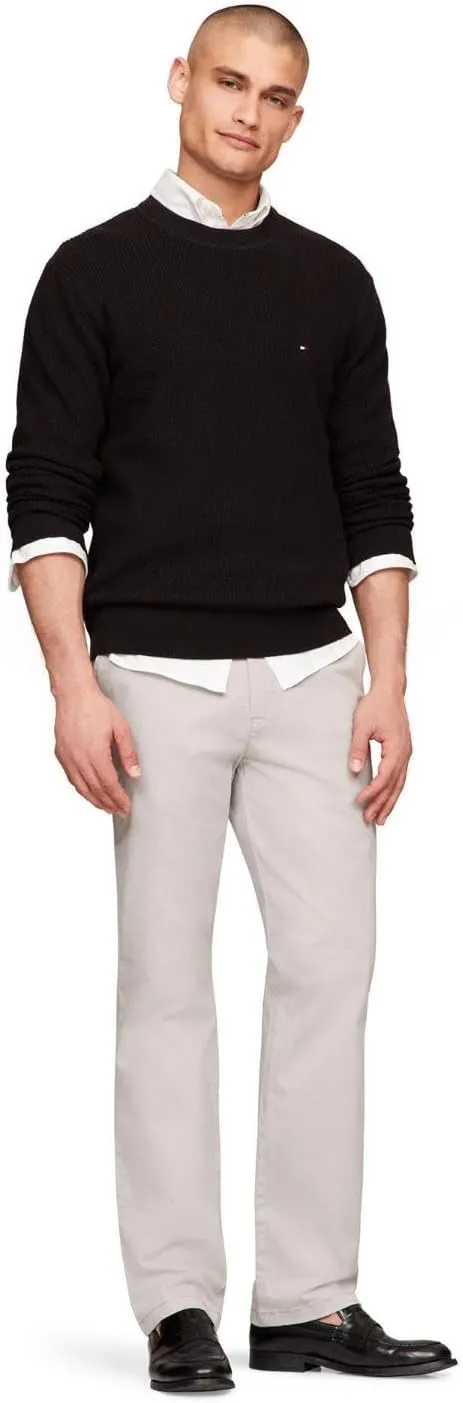 Tommy Hilfiger Men's Waffle Knit Crewneck Sweater Lightweight Pullover, Also Available in Big & Tall