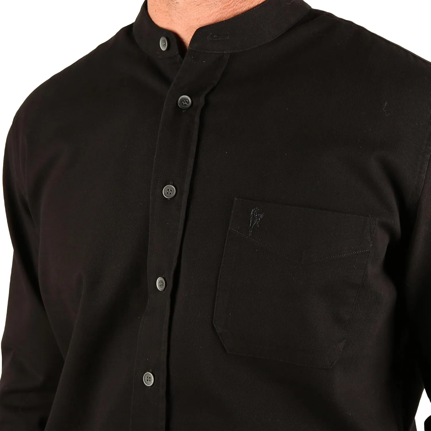 Traditional Irish Grandfather Shirt, Men's Casual Long Sleeve Button Down Collarless Dress Shirt
