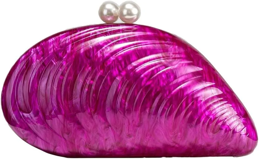 Trendy Wedding & Evening Clutch - Asymmetric Shell-Shaped Acrylic Single-Shoulder & Crossbody Bag