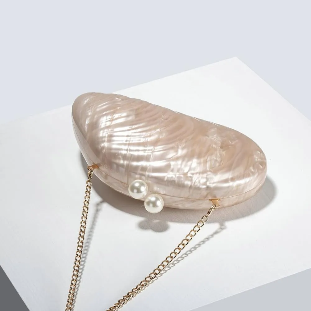 Trendy Wedding & Evening Clutch - Asymmetric Shell-Shaped Acrylic Single-Shoulder & Crossbody Bag