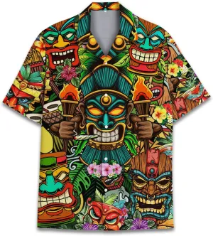 Tropical Bigfoot Hawaiian Shirts for Men Women, Bigfoot Sasquatch Summer Beach Aloha Button Down Short Sleeve