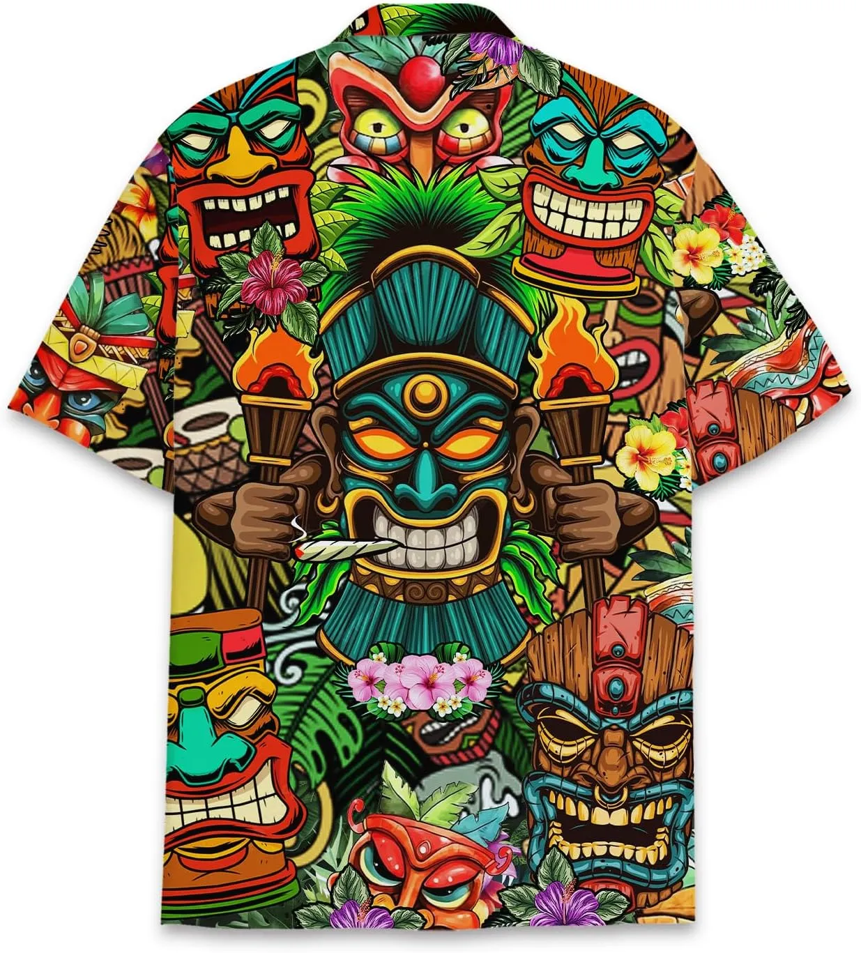 Tropical Bigfoot Hawaiian Shirts for Men Women, Bigfoot Sasquatch Summer Beach Aloha Button Down Short Sleeve