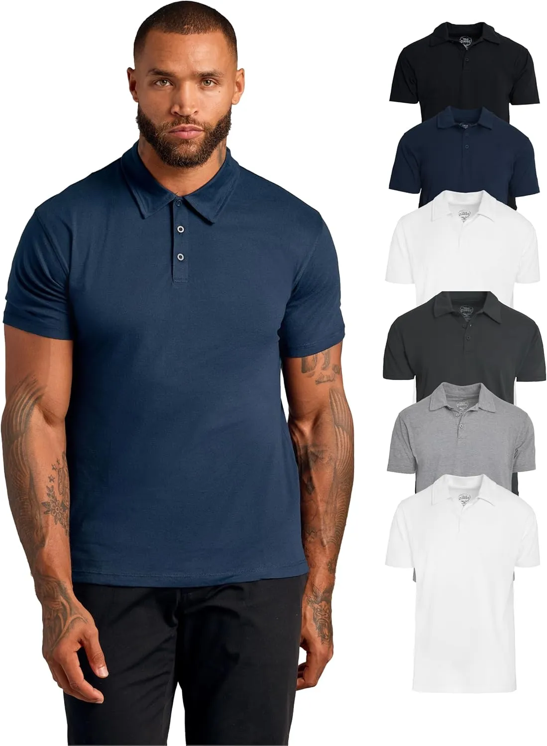 True Classic Short Sleeve Polo Shirts for Men - Cotton Men's Polo Shirts, Golf Shirt & Custom Polo - Collared Short Sleeve