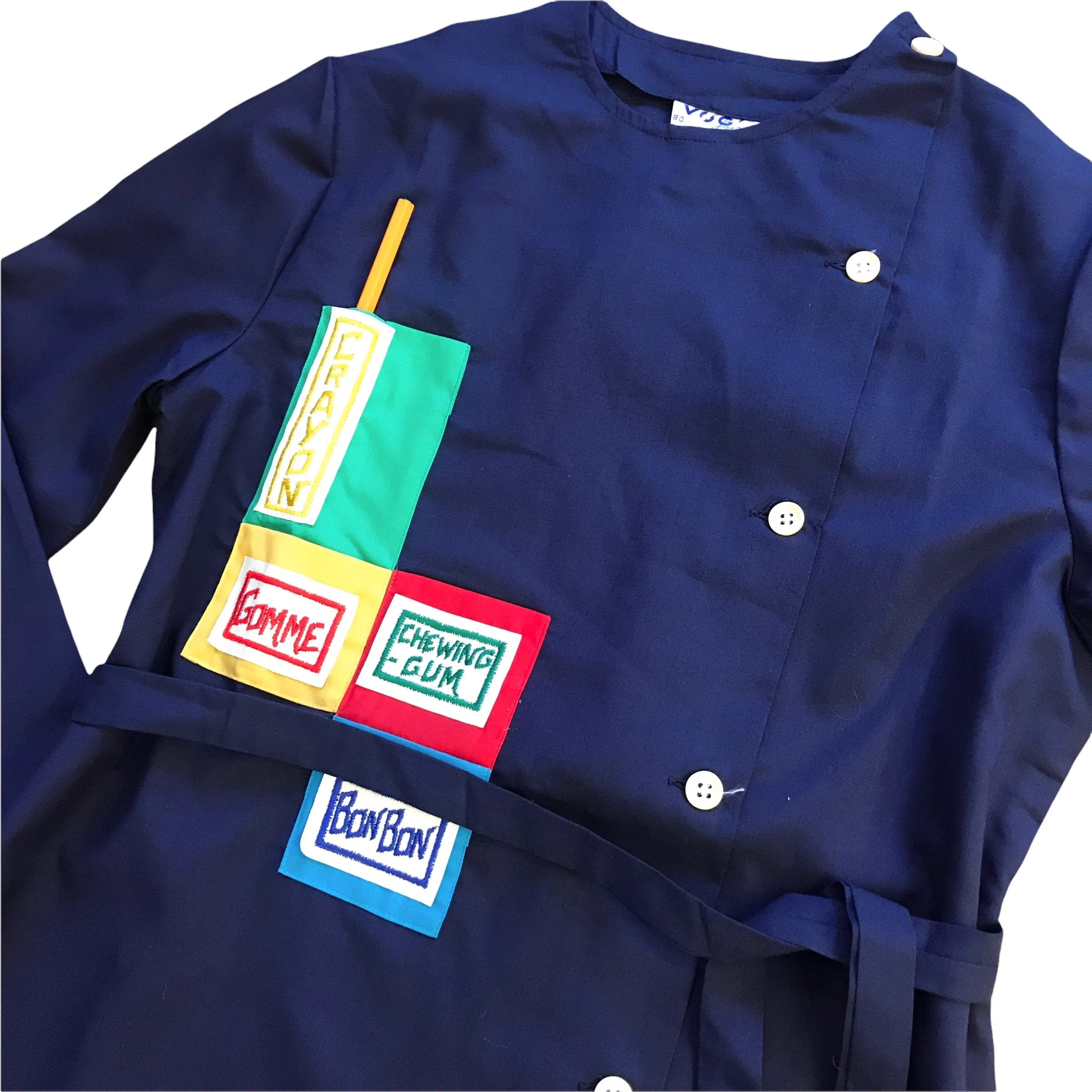Vintage 1960's Navy School Dress / Blouse  / 10-12Y
