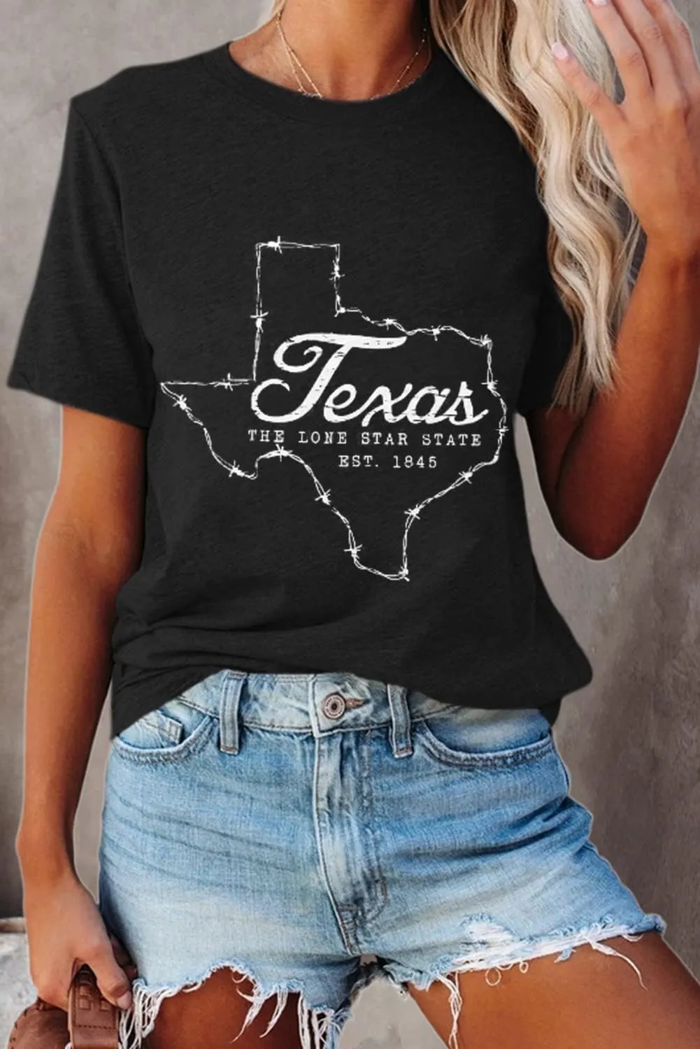 Vintage Texas T Shirt 1845 Womens Summer Funny Casual Map Graphic Tees Short Sleeve Tops