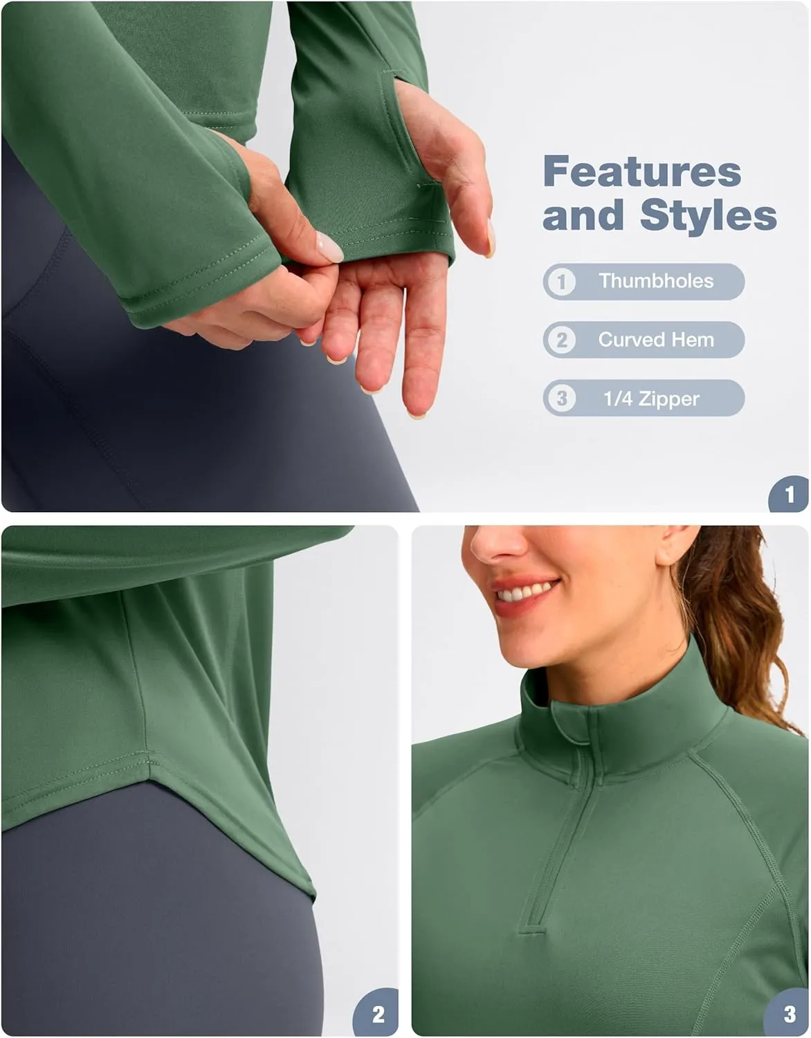 Viodia Women's 1/4 Zip Long Sleeve Sun Shirts UPF50  UV Protection Quick Dry Hiking Fishing Shirts Quarter Zip Pullover