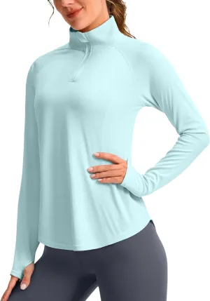 Viodia Women's 1/4 Zip Long Sleeve Sun Shirts UPF50  UV Protection Quick Dry Hiking Fishing Shirts Quarter Zip Pullover