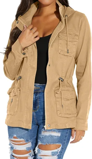 VisiChenup Camo Jacket for Women Lightweight Casual Long Sleeves Camouflage Coat with Pocket