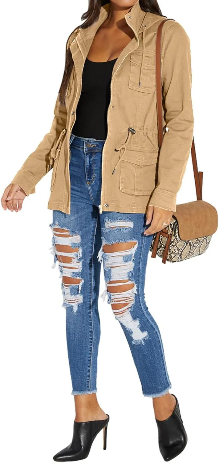 VisiChenup Camo Jacket for Women Lightweight Casual Long Sleeves Camouflage Coat with Pocket