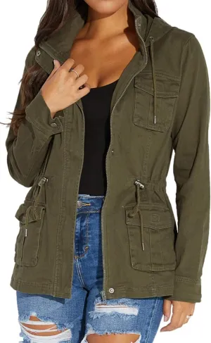 VisiChenup Camo Jacket for Women Lightweight Casual Long Sleeves Camouflage Coat with Pocket