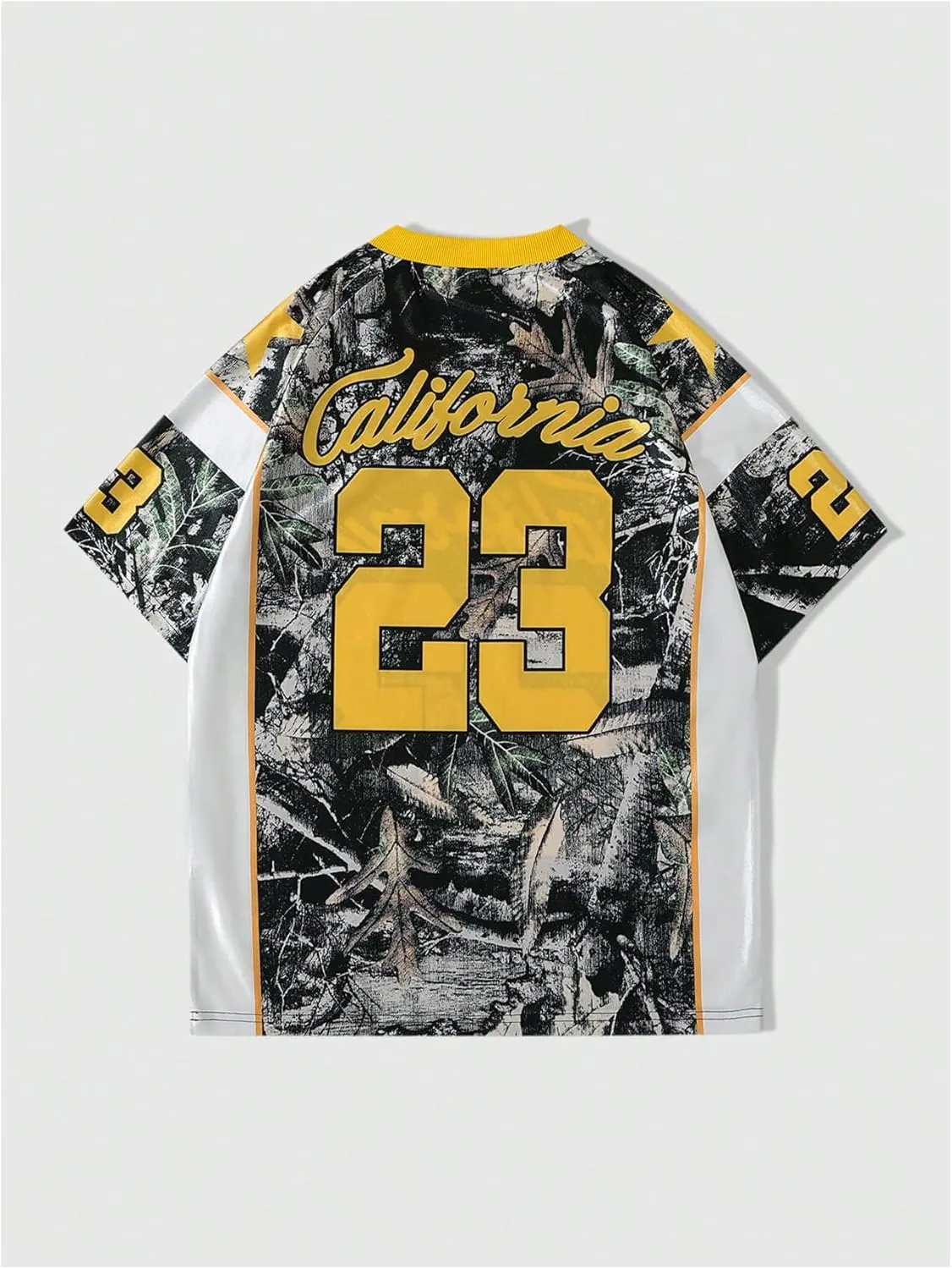 WDIRARA Men's Cheetah Letter Graphic Tees Oversized V Neck Short Sleeve Jersey T Shirt Tops