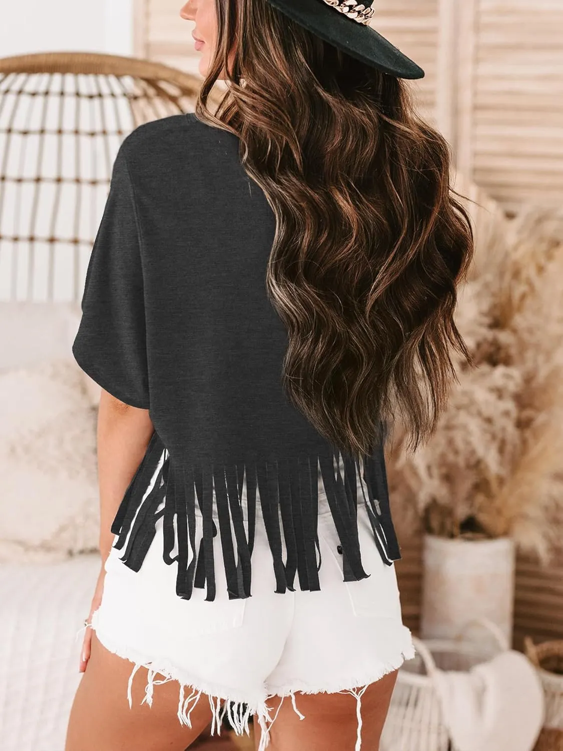 Women Graphic Tees Western Shirts Vintage Cowgirl Fringe Shirt Country Concert Tops Short Sleeve