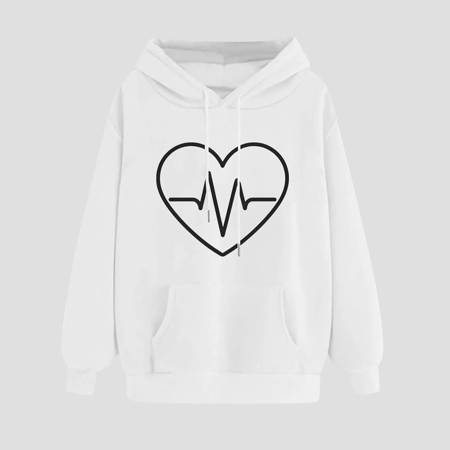 Women Oversized Graphic Hoodies 2024 Trendy Long Sleeve Sweatshirts Casual Drawstring Pullover Tops With Pockets