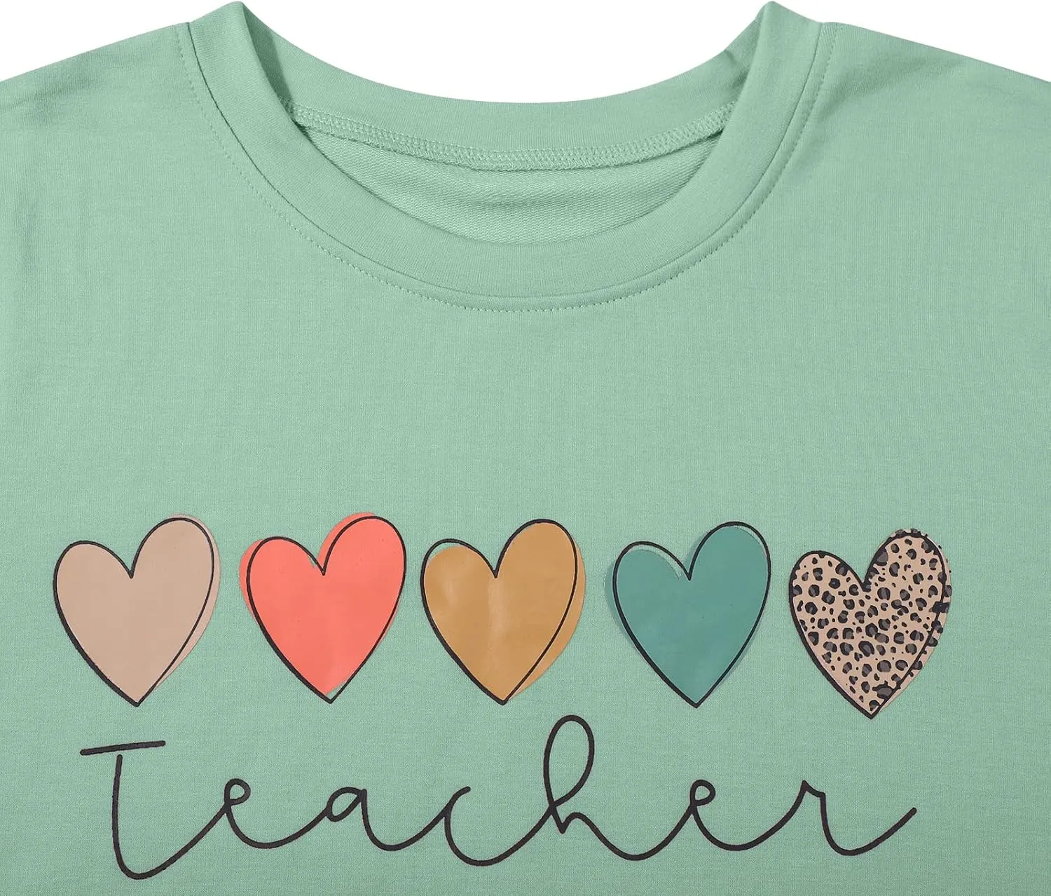 Women Teacher Sweatshirts Heart Graphic Shirt Boho Teacher Sweatshirt Cute Teaching Pullover Tops Inspirational Tees