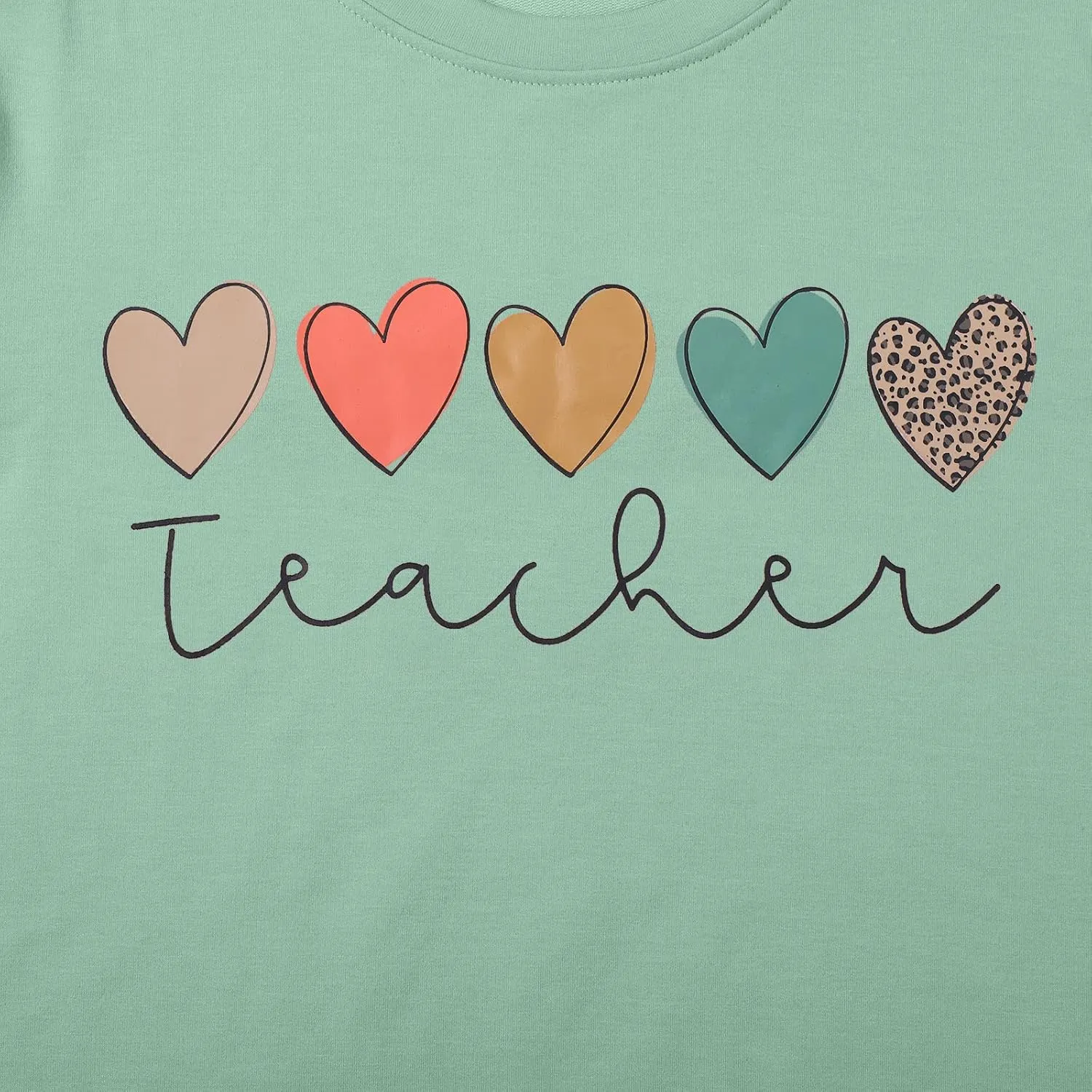 Women Teacher Sweatshirts Heart Graphic Shirt Boho Teacher Sweatshirt Cute Teaching Pullover Tops Inspirational Tees