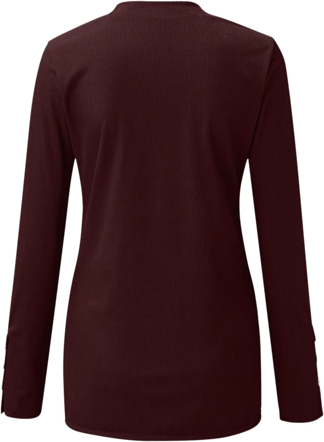 Women's 2023 Fall Long Sleeve Henley T Shirts Button Down Slim Fitted Tops Scoop Neck Ribbed Knit Casual Basic Shirts