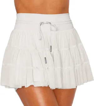 Women's & Girls' Pleated Skort Skirt High Waisted Ruffle Shorts with Pockets 2 in 1 Athletic Skirts