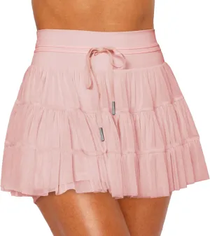 Women's & Girls' Pleated Skort Skirt High Waisted Ruffle Shorts with Pockets 2 in 1 Athletic Skirts
