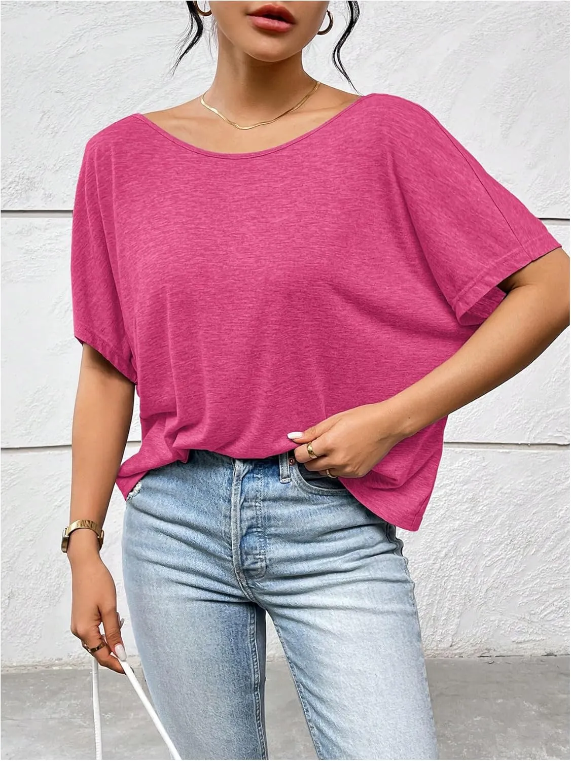 Women's Backless Twist Knot T Shirt Oversized Solid Short Sleeve Tees Open Back Asymmetrical Hem Casual Tops