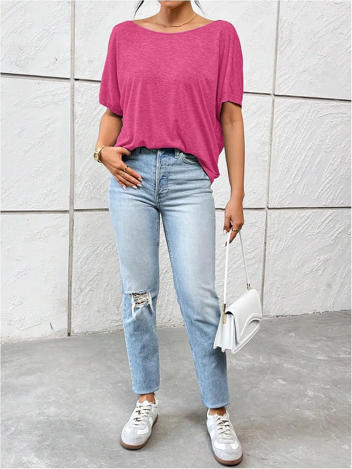 Women's Backless Twist Knot T Shirt Oversized Solid Short Sleeve Tees Open Back Asymmetrical Hem Casual Tops