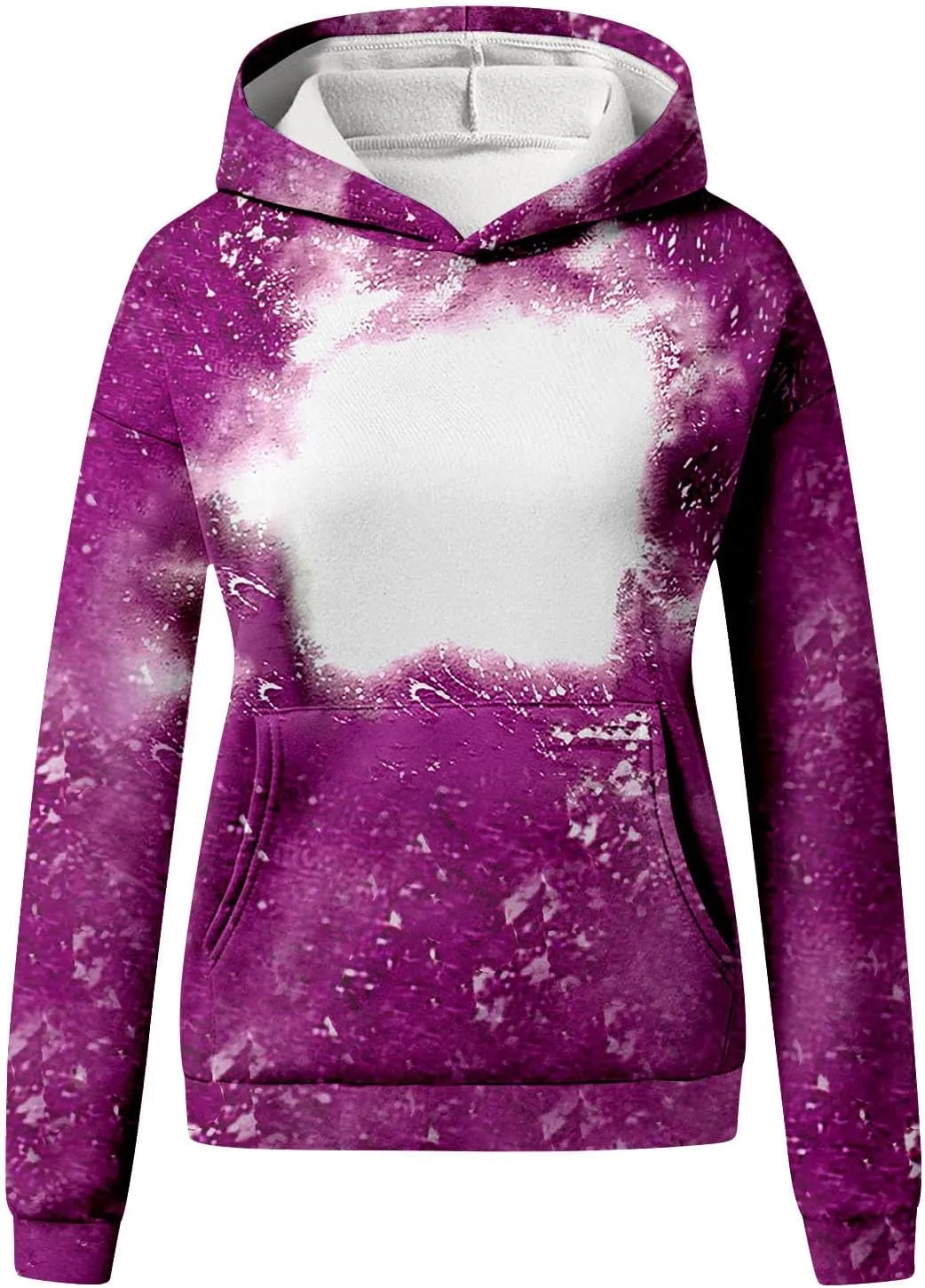 Womens Bleached Blank Print Hoodies Long Sleeve Casual 2024 Fall Oversized Pullover Tops Sweatshirt with Pockets
