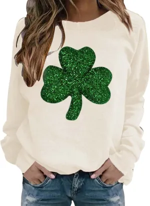 Womens Crewneck Sweatshirts Funny Saint Patricks Day Hoodies Irish Sweatshirts for St Pattys Day Party Fun Hoodie