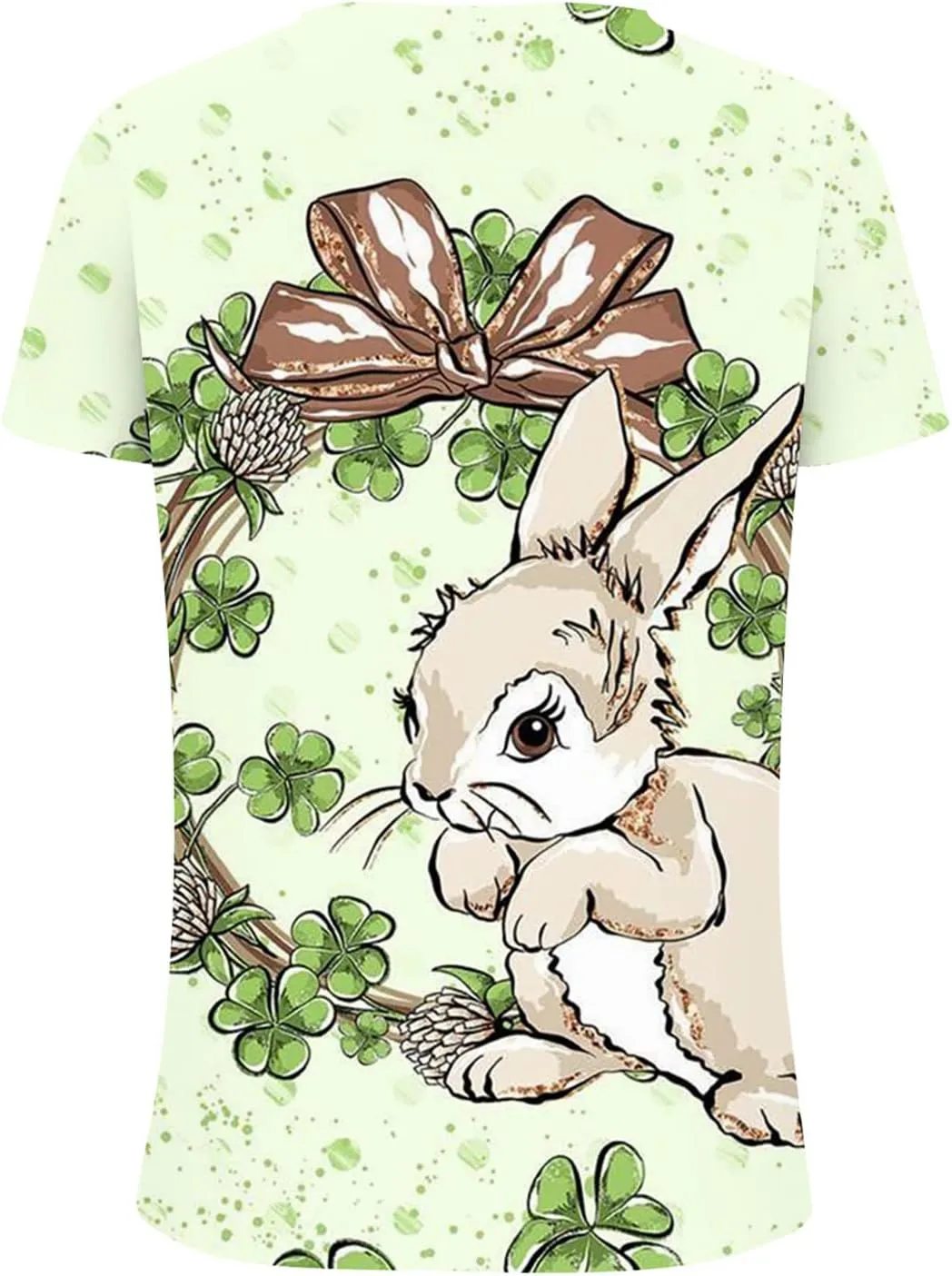 Womens Easter Shirts Short Sleeve V-Neck Easter's Day Tops Rabbits Bunny T-Shirt Floral Print Boho Tees Tunic Top