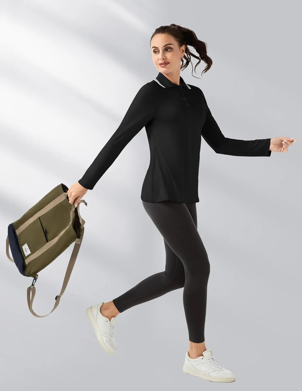 Women's Golf Polo Shirts Long Sleeve Workout Tops UPF 50  Sun Protection Quick Dry Lightweight Active Tennis Shirts