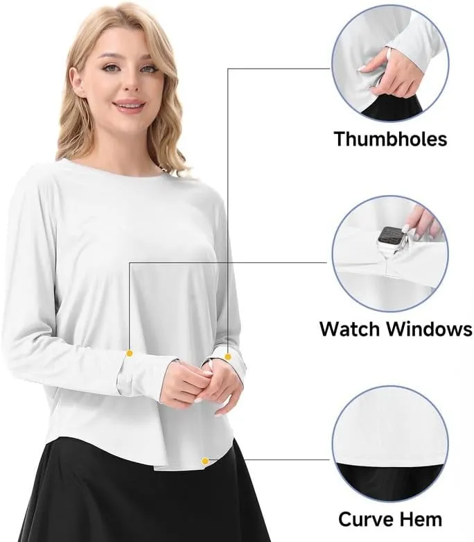Women's Long Sleeve Shirts UPF 50  UV Workout Sun Shirts Lightweight Quick Dry Tops Outdoor Clothing for Hiking Fishing