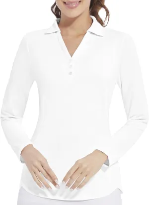 Women's Polo Shirt Long Sleeve Golf Quick Dry T Shirts UPF 50  Athletic Casual Work Shirts Tops for Women