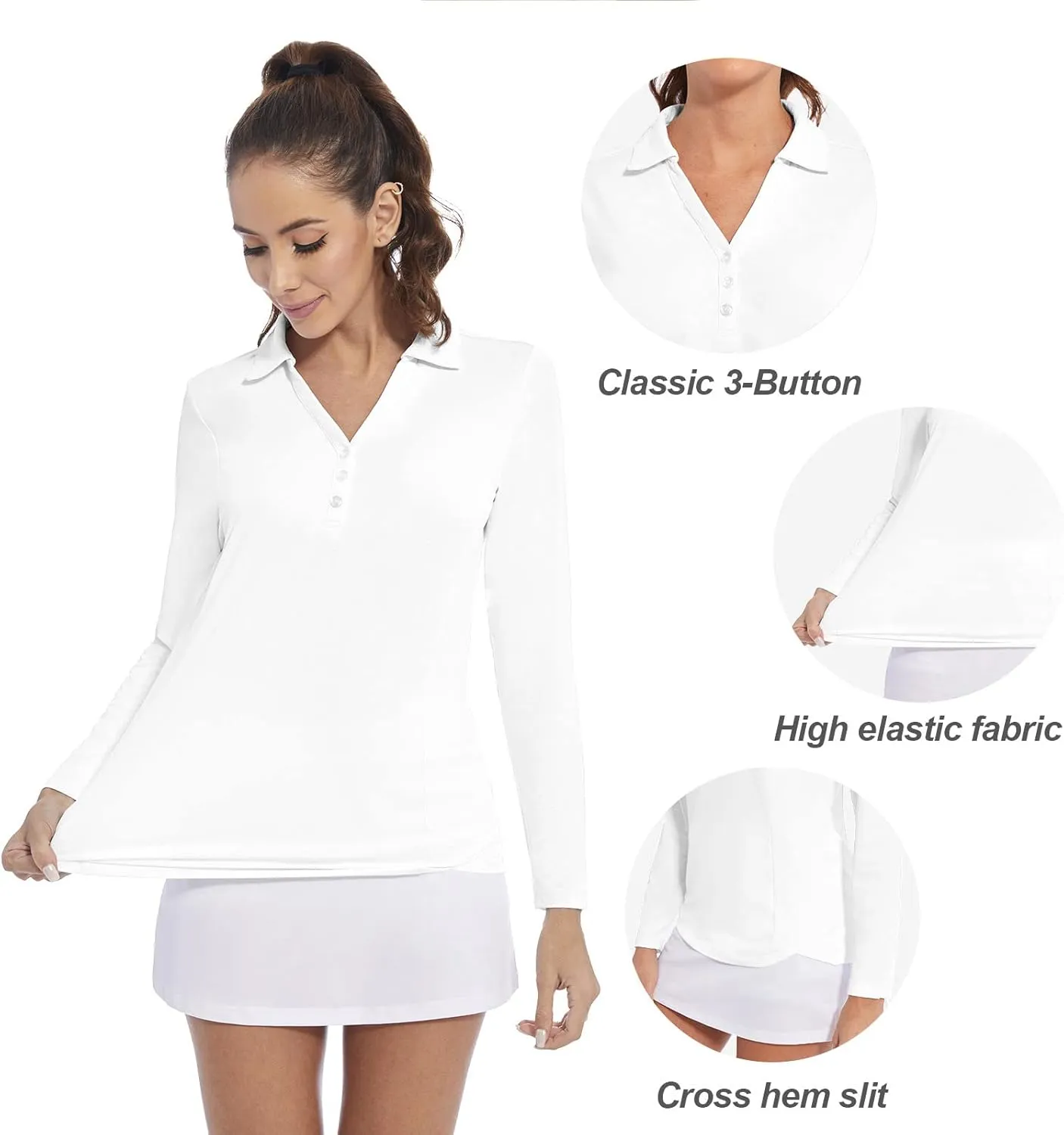 Women's Polo Shirt Long Sleeve Golf Quick Dry T Shirts UPF 50  Athletic Casual Work Shirts Tops for Women