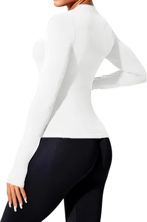 Women's Seamless Workout Shirts Long Sleeve Breathable Quick Dry Running Yoga Athletic Gym Thumb Holes Tops