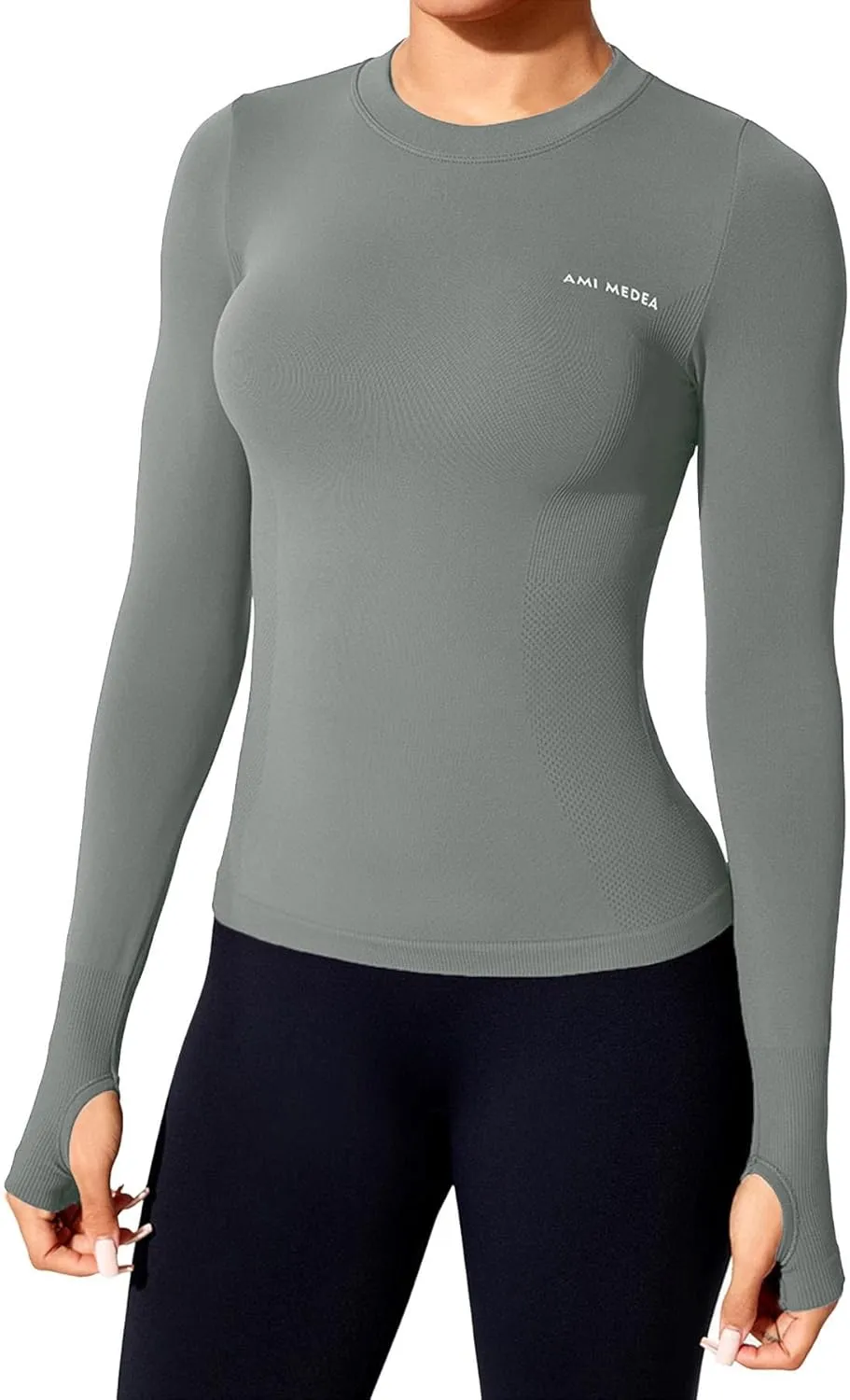Women's Seamless Workout Shirts Long Sleeve Breathable Quick Dry Running Yoga Athletic Gym Thumb Holes Tops