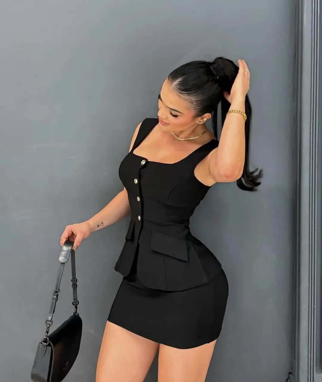 Women's Summer 2 Piece Outfit Sleeveless Blazer Vest Mini Skirt Set Elegant Button-Up Suit Matching Workwear